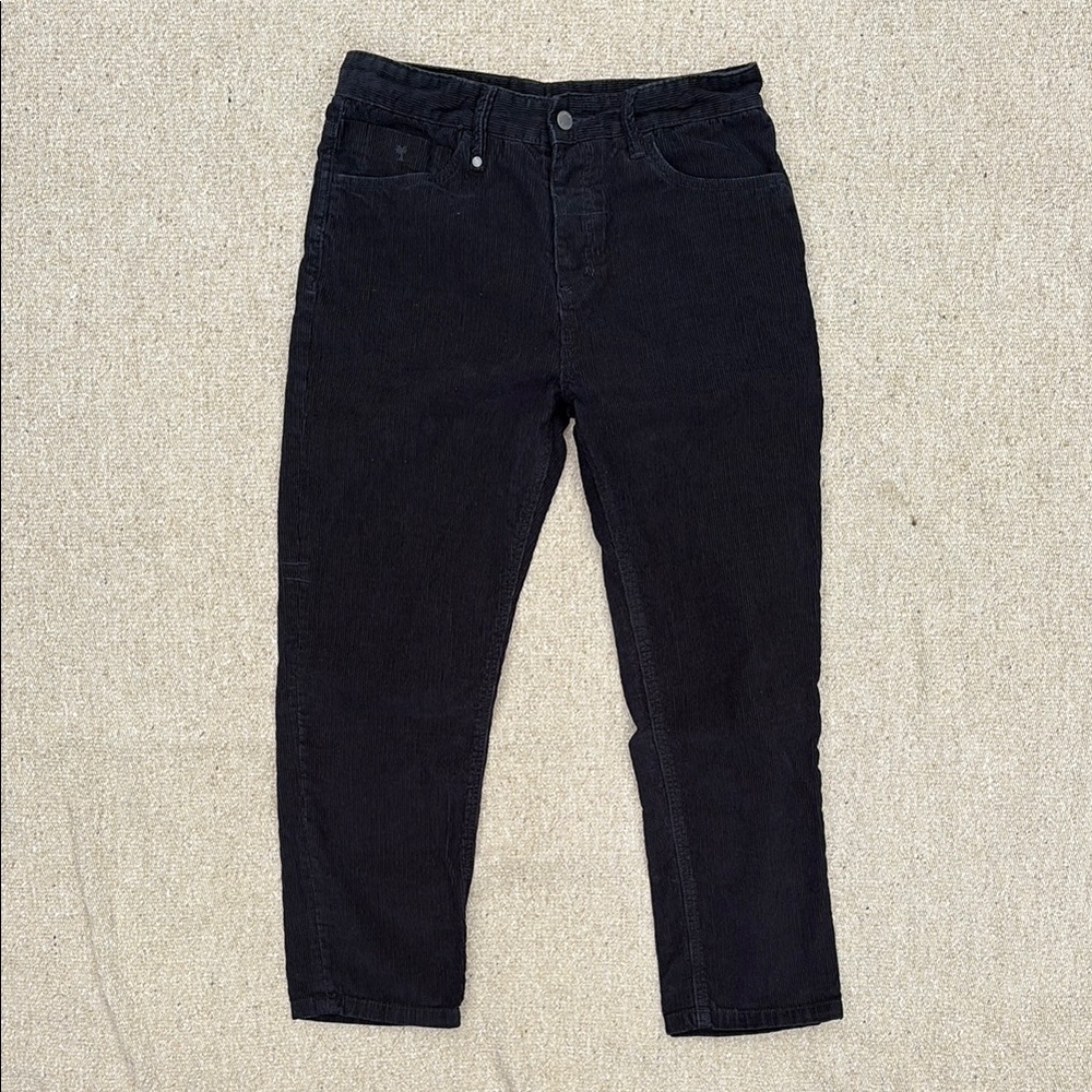 Thrills Navy Corduroy Pants Straight Leg Cropped